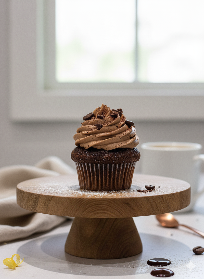 Mocha cupcake with espresso buttercream.