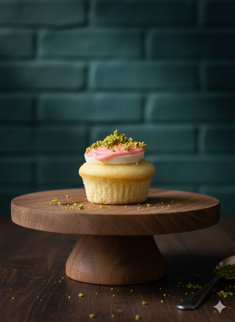 Rose Ganache mini cupcake on stand